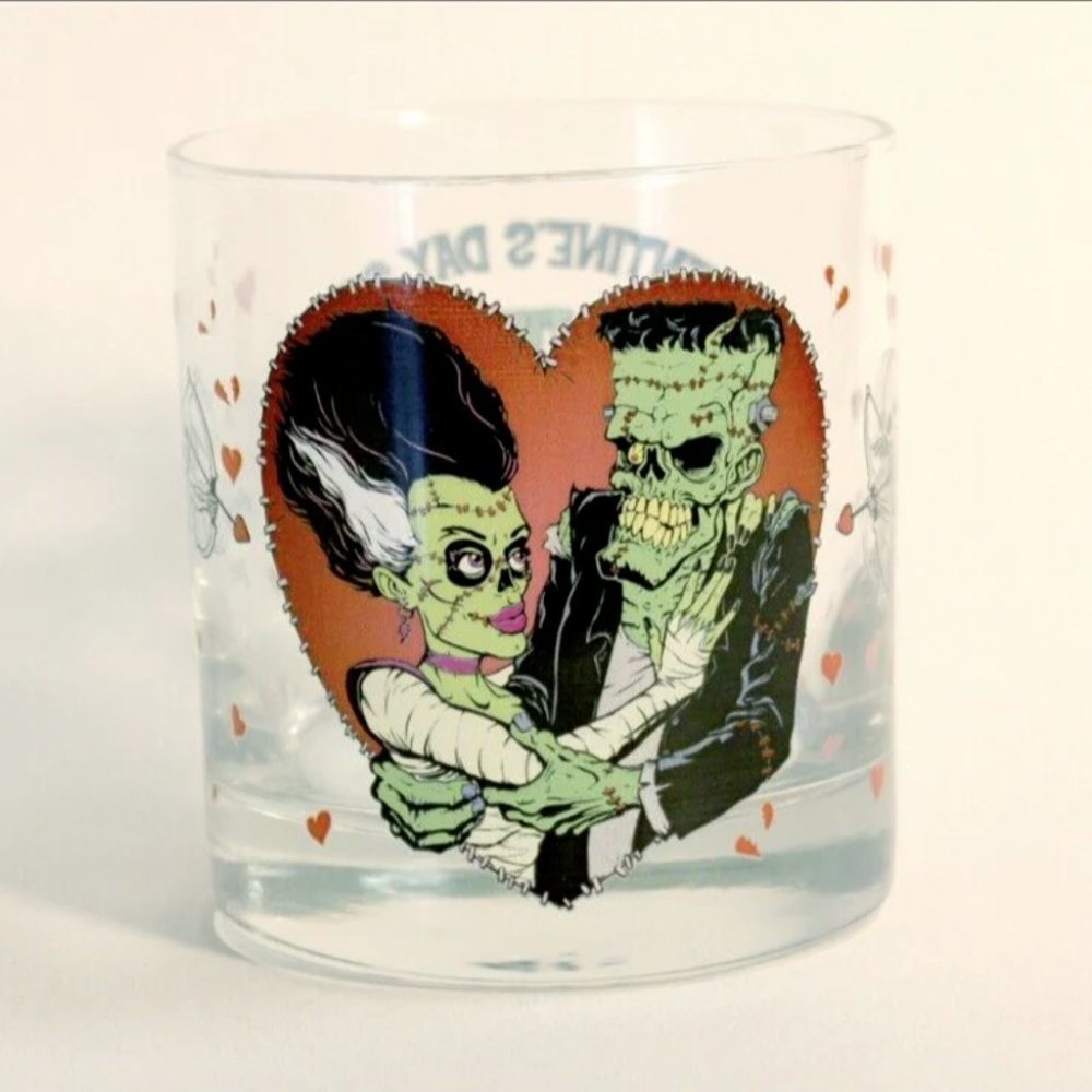 Frankenstein And Bride Valentines Horror Rock Glass The Monster Club 2023 New